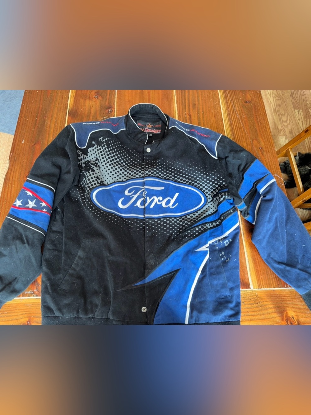 Ford Black & Blue Racing Jacket with Logo
